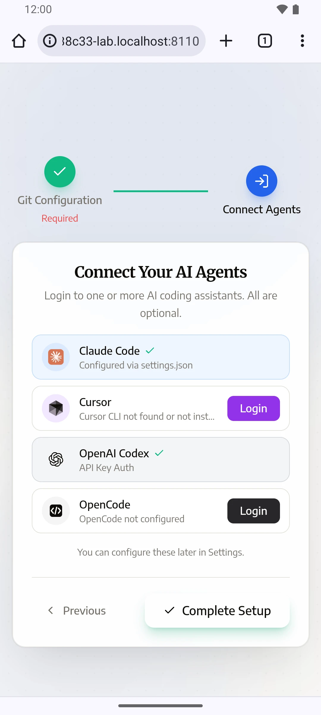 The Connect Your AI Agents screen, with Claude Code ticked