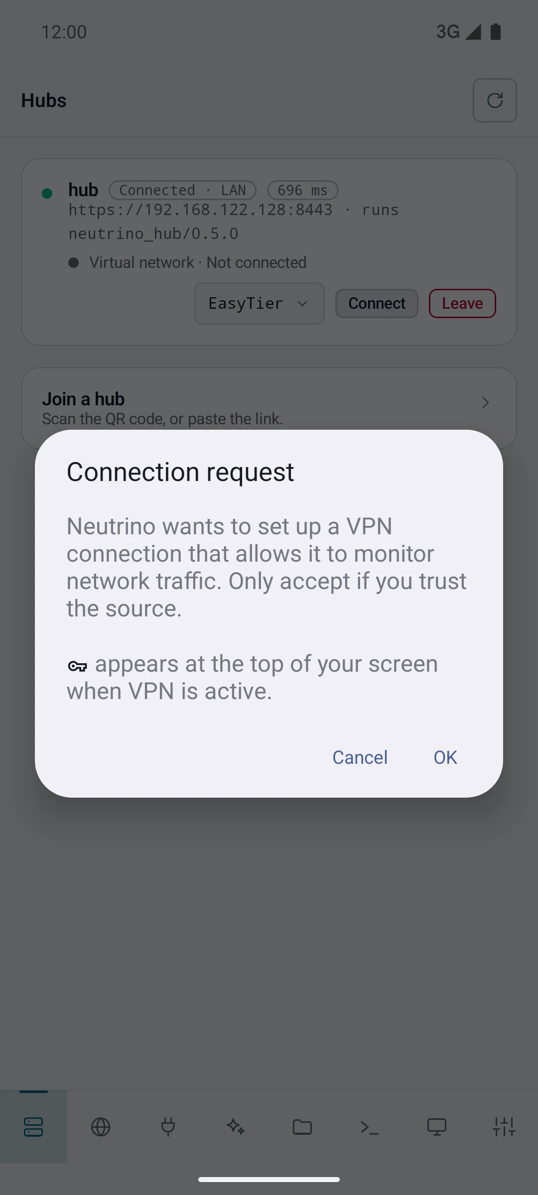 Android's VPN connection request