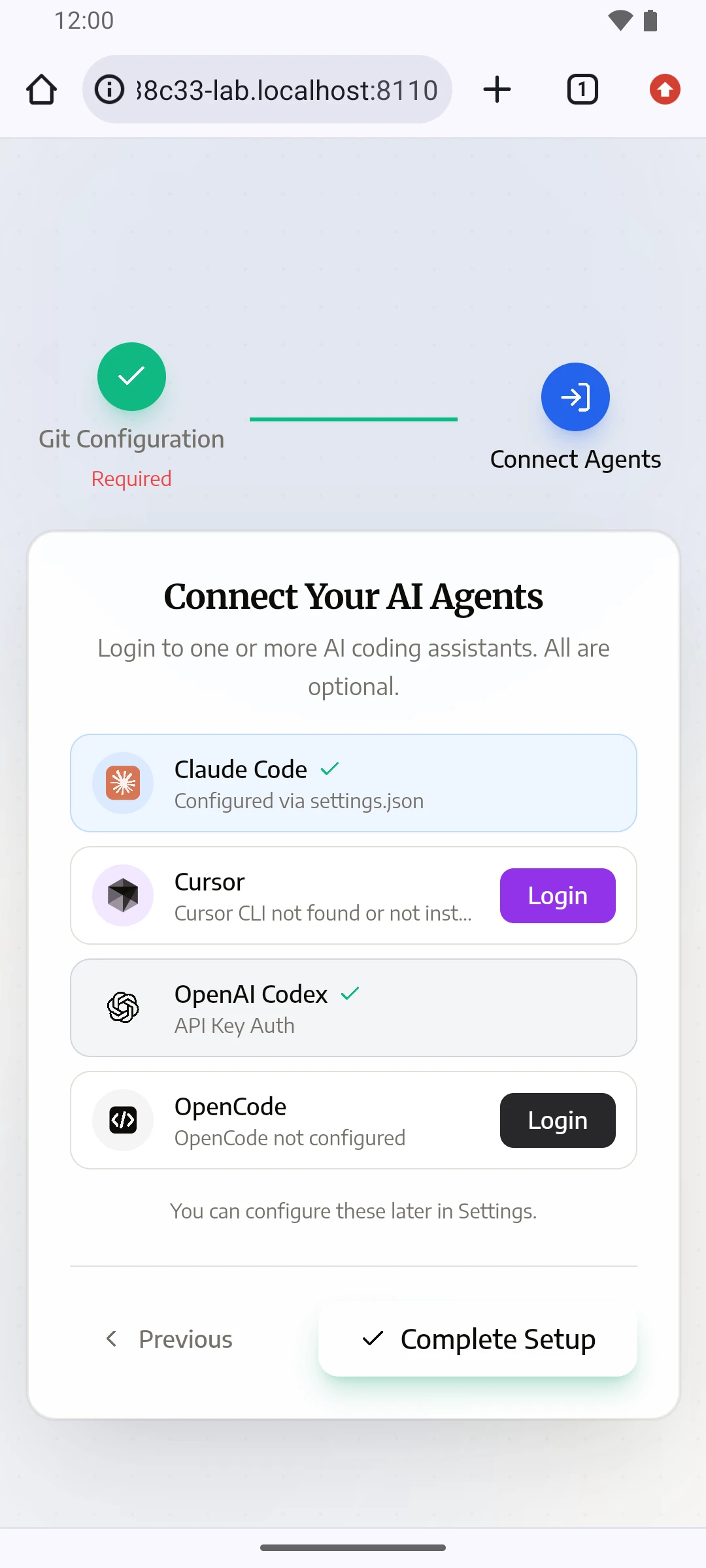 Connect Your AI Agents 页，Claude Code 打着勾
