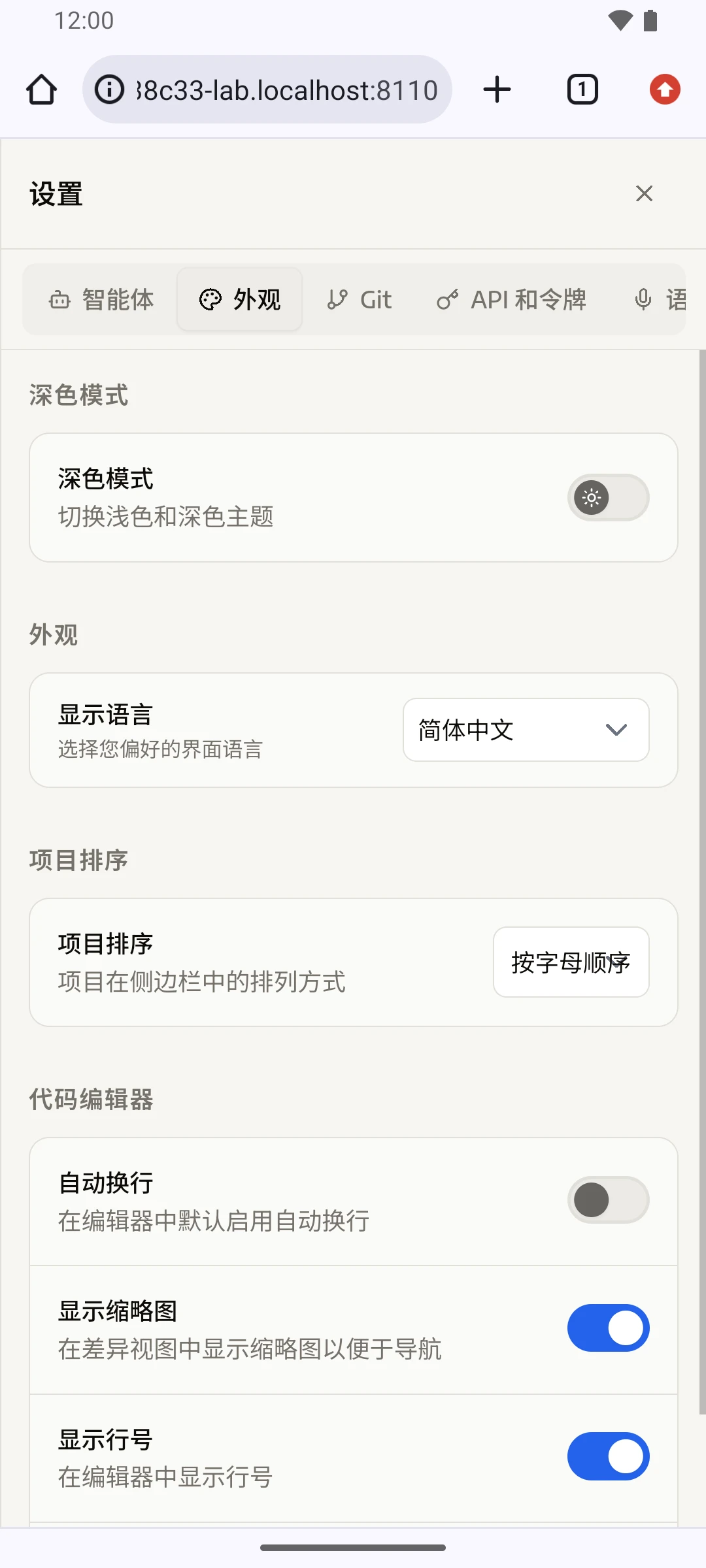 界面换成中文后的外观设置